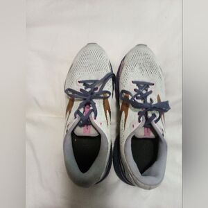 White and Brown Athletic Shoes with Breathable Mesh Upper